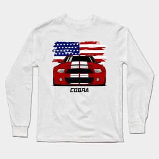 Front Stang Cobra GT 500 Red White Long Sleeve T-Shirt